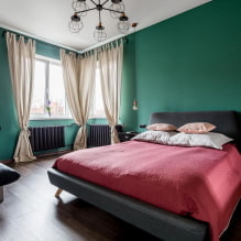 Camera da letto verde: tonalità, combinazioni, scelta delle finiture, mobili, tende, illuminazione-4