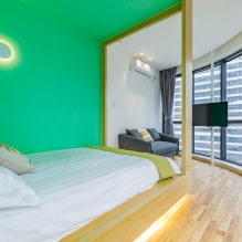Camera da letto verde: tonalità, combinazioni, scelta delle finiture, mobili, tende, illuminazione-5