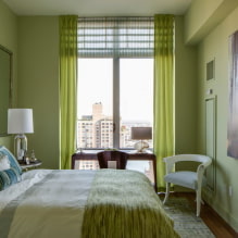 Camera da letto verde: tonalità, combinazioni, scelta delle finiture, mobili, tende, illuminazione-7