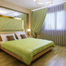 Camera da letto verde: tonalità, combinazioni, scelta delle finiture, mobili, tende, illuminazione-8