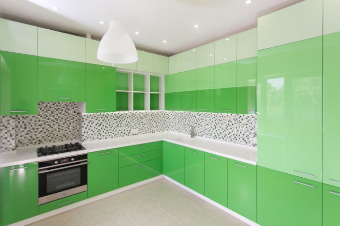 Set da cucina verde lucido