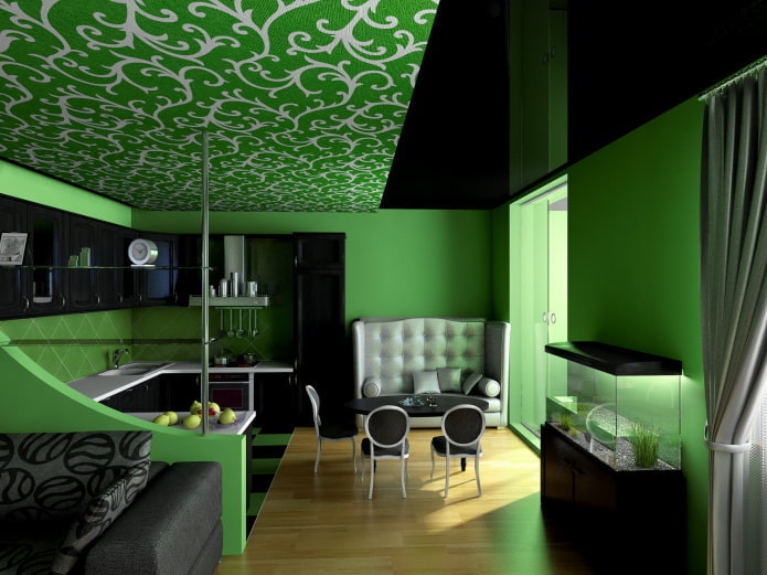 struttura del soffitto verde con motivi