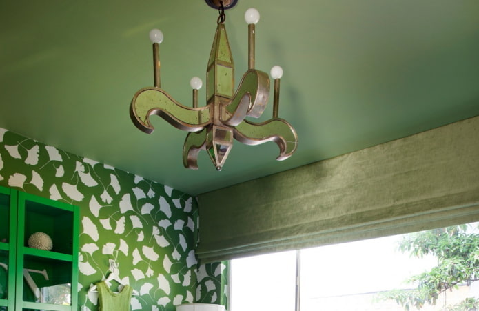 soffitto teso verde opaco