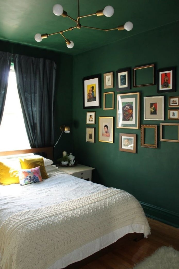 struttura del soffitto verde in camera da letto