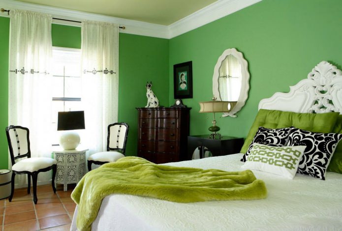 camera da letto verde da abbinare ai tessuti