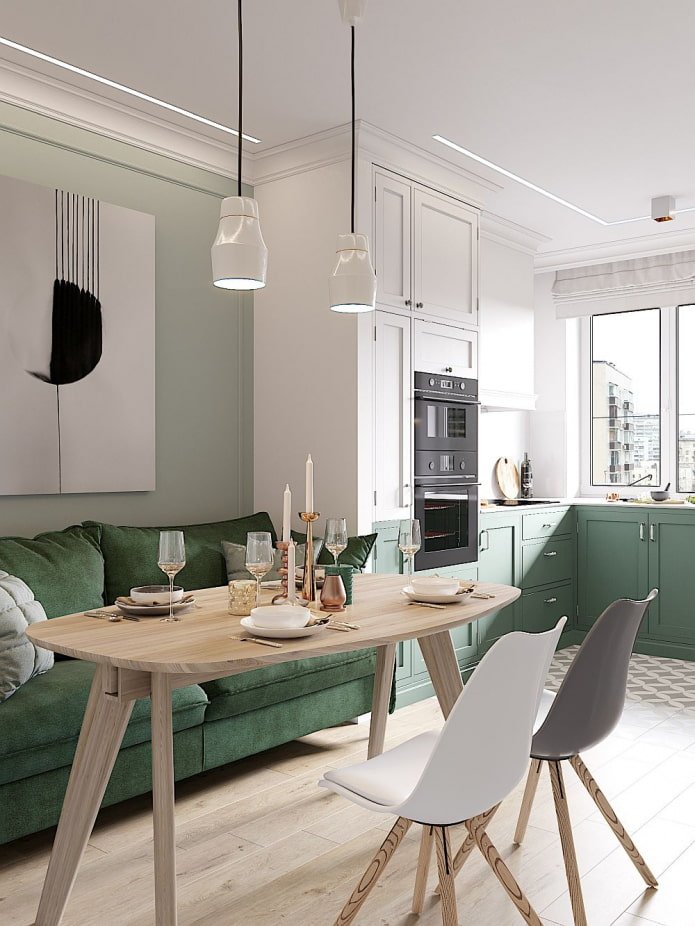 cucina bianca e verde