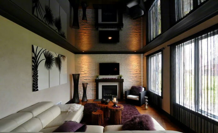 soffitto teso a specchio nero