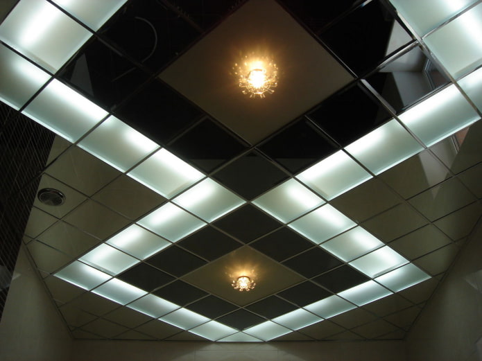 struttura del soffitto a specchio con retroilluminazione