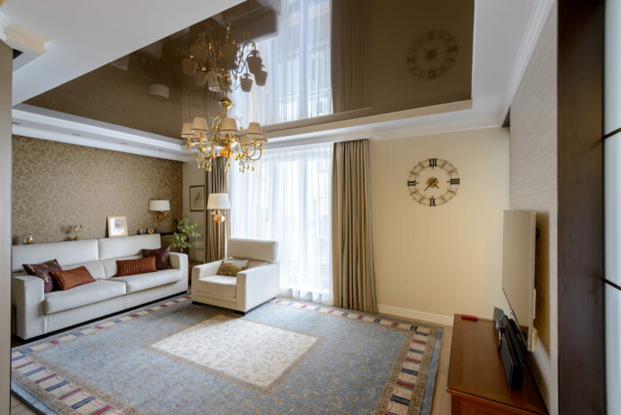 soffitto teso a specchio marrone