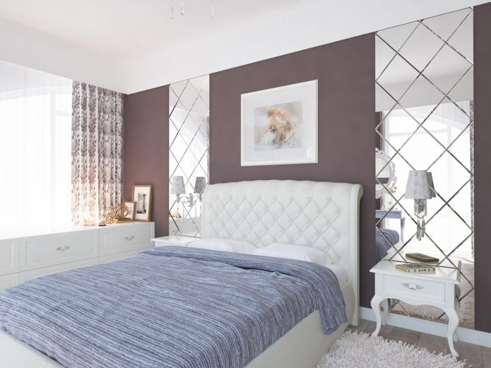specchio bisellato all'interno della camera da letto
