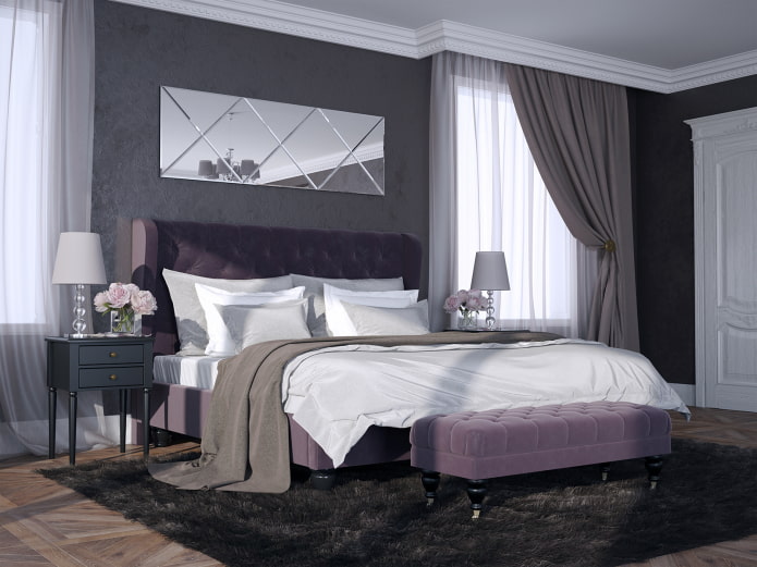 specchio con rombi all'interno della camera da letto