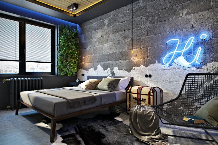 camera da letto in stile loft