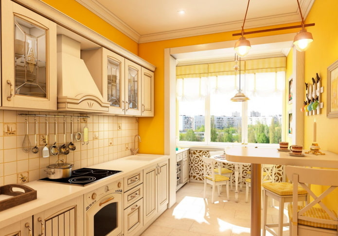 cucina nei toni del giallo in stile provenzale
