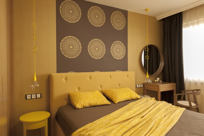 combinazione di colori nell'interno della camera da letto