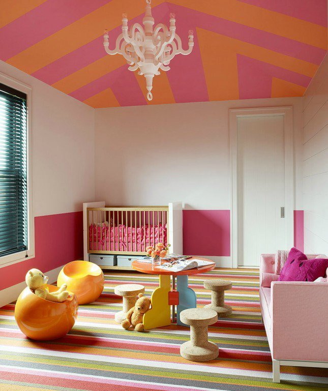 soffitto rosa-arancione
