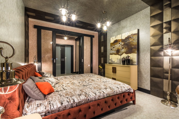 camera da letto con carta da parati liquida
