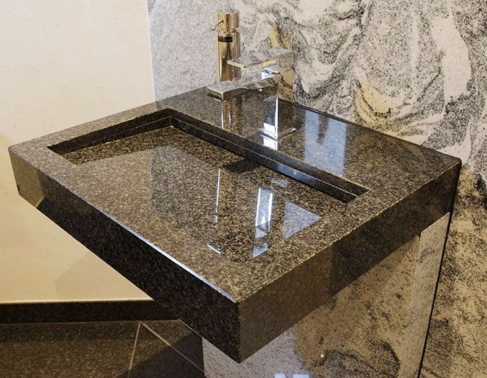 lavello in pietra liquida effetto granito nero