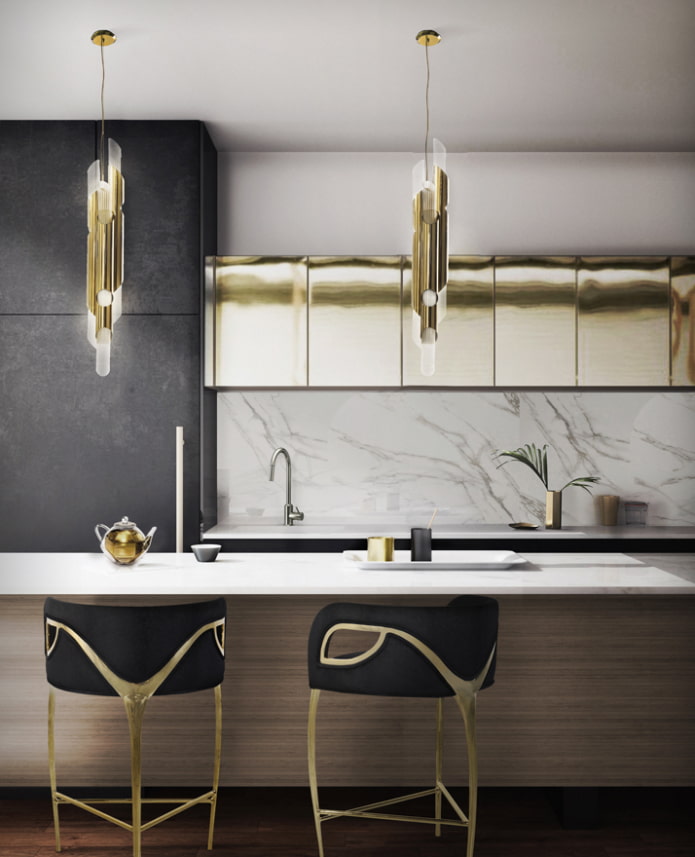 cucina minimalista con oro