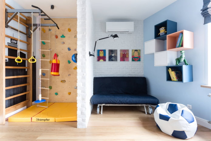 angolo sportivo nella cameretta dei bambini