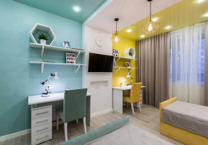 Suddivisione in zone della cameretta dei bambini con il colore
